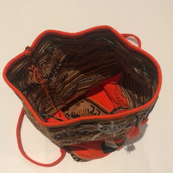 Vintage boho embroidered small backpack sack bag - Picture 8 of 9